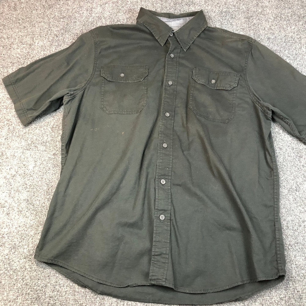 Wrangler Short Sleeve Button Up Shirt Dark Green Flex for‎ Comfort Men L